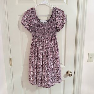Eden & Olivia Maternity Smocked Dress, Black Pink Floral Dress, Women’s Small